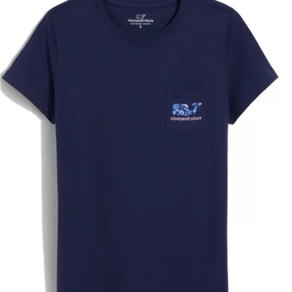 Vineyard Vines Dark Blue Tee with Patterned Whale